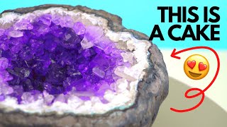 MAKING A 100 EDIBLE GEODE ROCK CAKE [upl. by Georas]