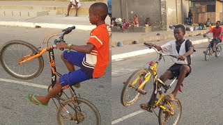 YOUNG BICYCLE RIDERS DISPLAYING THEIR SKILLS INSIDE ACCRA [upl. by Kravits]