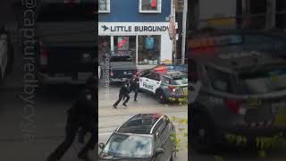 Video shows police chase person after downtown Toronto crash [upl. by Imled]