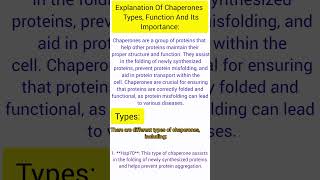 Explanation Of Chaperones Its TypesFunction And Its Importance chaperone types [upl. by Erkan]