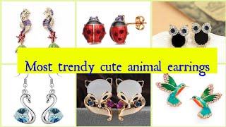 Trendy cute animals stud earrings design collection  fashion and craft [upl. by Anerb]