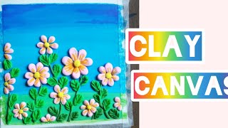 Making flowers clay canvas ll clay panting ll crafts ideas ll doms brush pen [upl. by Alexandrina]