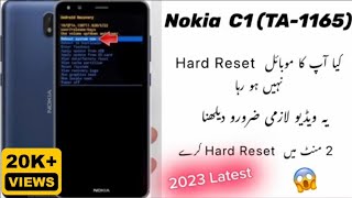 Nokia C1 TA1165 HARD RESET  PinPatternPassword Unlock Without PC💯✅2023 [upl. by Ruhnke]