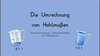 Erklärvideo zum Umrechnen von Hohlmaßen Kommaschreibweise Liter Milliliter [upl. by Langille]