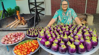 BRINJAL RECIPE  Uniqe Way Of Making Baingan  Baingan Masala Recipe  Veg Village Food [upl. by Annissa]