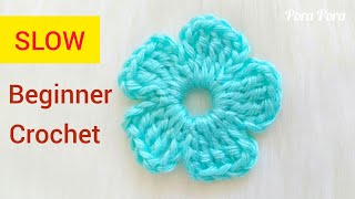 How To Crochet A Simple Flower I Step by Step Crochet Flower Tutorial For Beginners [upl. by Shields355]