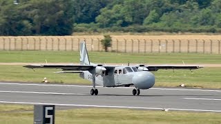 Pilatus Britten Norman BN2T Islander ASTOR GDLRA departure RAF Fairford RIAT 2017 AirShow [upl. by Anirroc]