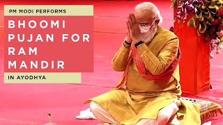 PM Modi performs Bhoomi Pujan for Ram Mandir in Ayodhya [upl. by Semajwerdna]