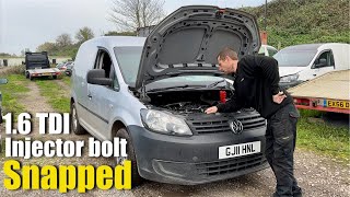 Vw caddy 16 TDI SNAPPED injector bolt removal [upl. by Weight]