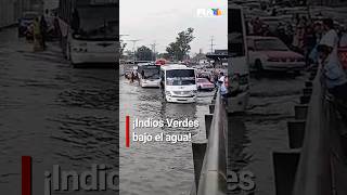 ¡Bajo el agua La tormenta provocó severas inundaciones en el paradero de Indios Verdes en la CDMX [upl. by Arinaj]