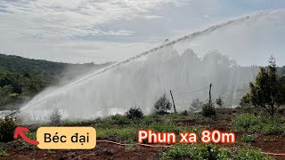 Thử béc đại 80m tưới phun mưa cực đều với máy bơm đa tầng cánh chạy dầu hàng Nhật bãi [upl. by Orlene]