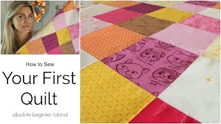 Your First Quilt  Beginner Tutorial Part 1 [upl. by Uwton805]