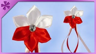 DIY How to make ribbon cockade kanzashi flower ENG Subtitles  Speed up 533 [upl. by Buiron]