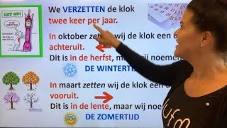 NT2 🥶wintertijd klok VERZETTEN 🔃⏰Hoe ❓Vooruit ⏩Achteruit ⏪kortste dag 🌄langste dag🌅 learndutch [upl. by Adnima]