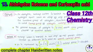 12 Aldehydes Ketones and Carboxylic acid  Class 12th Chemistry  TMR Basics  chemistrynotes [upl. by Aicilev440]