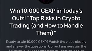 Cexio quizTop Risks in Crypto Trading and how to handle them quiz answer [upl. by Anaibaf]