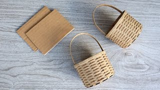 REALISTIC MINI BASKET FROM CARDBOARD  DIY Handmade Cardboard Craft  Best Display Ideas [upl. by Herc]