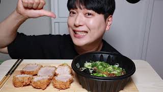 매콤 짭짤한 마제소바에 부드러운 돈까스 먹방 Feat라무네 음료수 ASMR Mazesoba amp Pork Cutlet MukBang Eatingshow [upl. by Calvinna211]