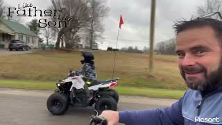 polaris Outlaw 70 He loves it  Rides awesome Except thumb throttle hard to push [upl. by Costin13]