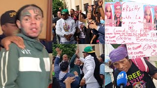 fanáticos de tekashi 69 celebrando su libertad en el palacio de justicia [upl. by Nerahs]