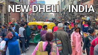 New Delhi Paharganj  Walking EXTREMLY BUSY Streets  India Walking Tour 4K HDR [upl. by Whyte]