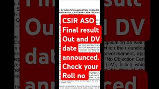 csir so aso result 2024 csir aso result 2024 csir aso mts kdconversation [upl. by Mercer]