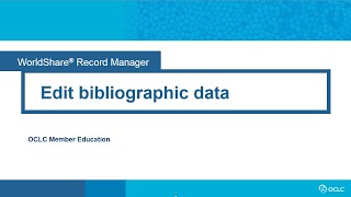 Edit bibliographic data [upl. by Lotsirb]