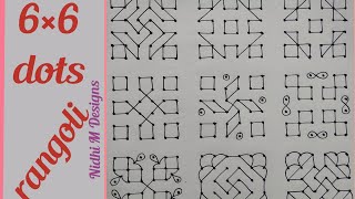 Daily use 6×6 dots rangoli for beginners Easy muggulu9 days simple rangoli designsSquare🔲 rangoli [upl. by Elbon]