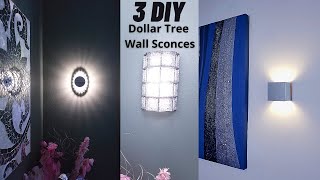 3 DIY Wall Sconces  How To Make HighEnd Glam Wall Sconce Using Dollar tree items [upl. by Ettari]