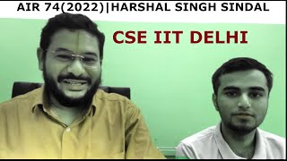 AIR 74 JEE ADVANCED 2022 HARSHAL SINGH SINDAL INTERVIEW WITH AMBARISH SIR [upl. by Uok]