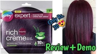 New Godrej Expert Rich Cream Hair Color ReviewDemo  Get Burgundy Hair At Home [upl. by Flin]