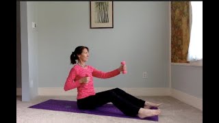 15minute yoga practice with hand weights for strong bones balance and calm [upl. by Bernadene]