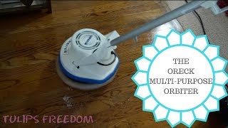 BUFFING OUR HARDWOOD FLOORS W ORECK MULTI PURPOSE ORBITER [upl. by Nyvlem940]