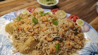 prawns pulao recipe  prawn pulao by yummyfoods [upl. by Izawa]