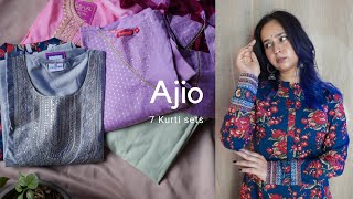 Designer Kurti Haul at 1200 only  Ajio Kurti Haul  Trendy Kurti Sets [upl. by Tterrej386]