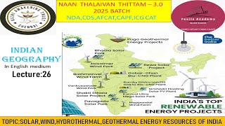 SolarWindHydrothermalGeothermal Resources of India Lecture26 for all exams cdsndaafcatcapf [upl. by Itsirc]