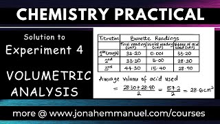 Chemistry Practical Solution for Experiment 4  VOLUMETRIC ANALYSIS jonahemmanuel [upl. by Stoneman]