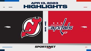 NHL Highlights  Devils vs Capitals  April 13 2023 [upl. by Wiltshire]