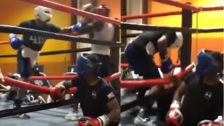 Gervonta Davis KNOCKS his SPARRING Partner OUT of the Ring Ropes • Tank Dishing Out Punishment [upl. by Zerep437]