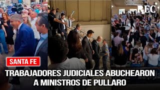 Santa Fe Trabajadores judiciales abuchearon a ministros de Pullaro [upl. by Brigg300]