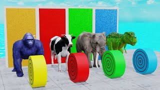 Long Slide Game With Elephant Gorilla Buffalo Hippopotamus Tiger  3d Animal Game  Funny 3d Animals [upl. by Ellicott]