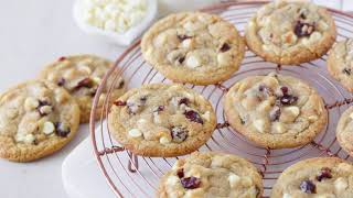 Soft and Chewy Cranberry White Chocolate Chip Cookies [upl. by Crispas]