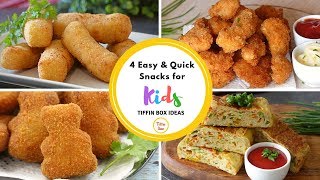 4 Quick amp Easy Snacks Recipe for Kids Tiffin Box  Kids Lunch Box Ideas [upl. by Atsyrhc996]