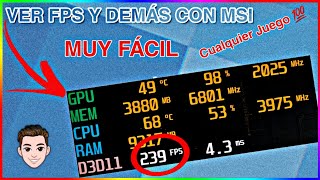 Como Ver FPS Y Demás En CUALQUIER JUEGO Pc Con MSI Afterburner Monitorear Gratis [upl. by Ainej]