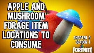 Fortnite  APPLE AND MUSHROOM LOCATIONS TO CONSUME FORAGE ITEMS  CHAPTER 2 SEASON 1 CHALLENGES [upl. by Eiznekam]