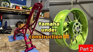 Yamaha fz07 powdered coated and build update trending yamahafz07 stoppie automobile motorsport [upl. by Kristos]