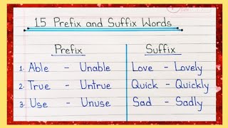 15 Prefix and Suffix In English  suffix and prefix  Prefix Words  Suffix Words  prefix suffix [upl. by Gove696]