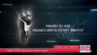 Homeshop18com  For Wet amp Dry ShavePhilips AT610 AquaTouch Electric Shaver [upl. by Chiarra]