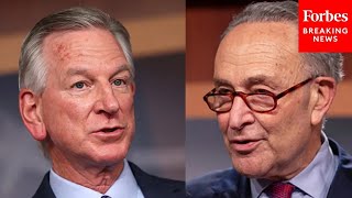 Disappointed It Has Taken This Long Schumer Hits Tuberville For Past Block On Military Promotions [upl. by Molli]