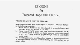 Epigone  For prepared tape and clarinet [upl. by Ahso]